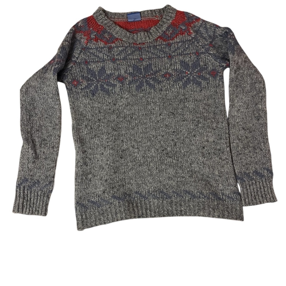 Vintage Le Tigre Sweater Women’s medium Snowflake Grandmacore Wool Blend Gray
